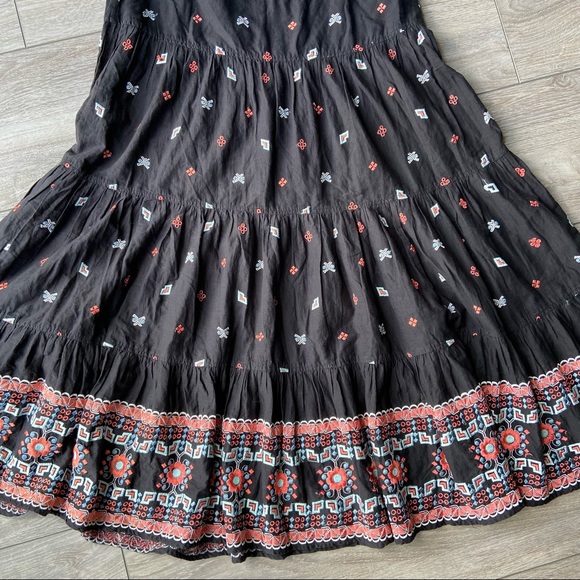 French Connection Floral Embroidered Tiered Boho Maxi Skirt - Picture 8 of 16